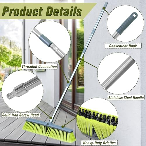 Upgraded 18" Push Broom with Adjustable Long Handle, Total Length is 55" - Image 6