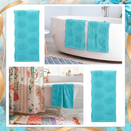 Mindsoft 2 Pcs Fall Hand Towels 3D Pumpkin Jacquard - Image 5