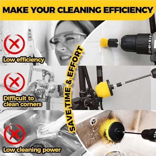 Holikme 9pak Drill Brush, Power Cleaning Scrubber Kit - Image 5