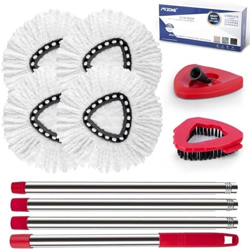 Spin Mop Head & Handle Replacement Set by MXZONE