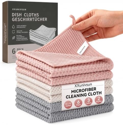 Dish Cloths 6-Pack 12x12 Inch by BetterLivingthroughBetterCare