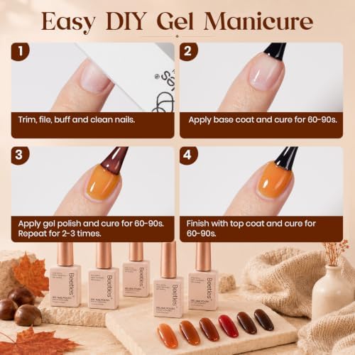 Beetles Jelly Tortoise Fall Gel Nail Polish Set 6 Transparent Fall Colors - Image 6