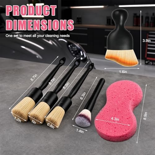 6 PCS Car Detailing Brush Set, Ultra Soft Bristles Auto Cleaning Brush Kit - Image 2