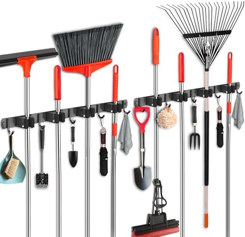 2 Pack Mop and Broom Holder Wall Mount, Upgraded Broom Hanger Wall Mount by FODARSAI