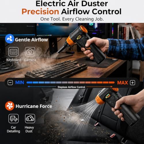 J40 Compressed Air Duster, 2 Swappable Batteries, Powerful Air Blower - Image 5