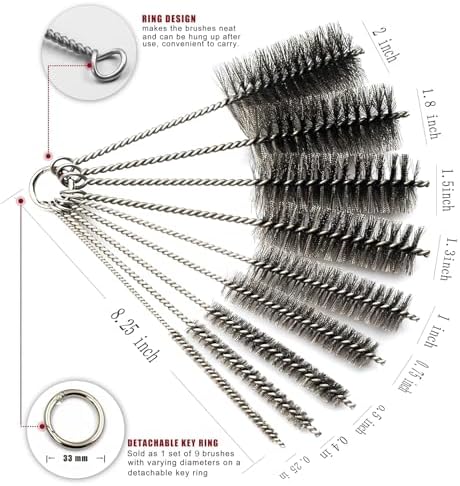 Pipe Cleaning Brush Set Stainless Steel Bristles - Image 2
