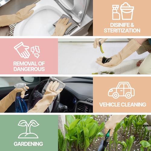 Mamison Rubber Dishwashing Gloves, Non-Slip Kitchen, Ivory Medium, 2 Pairs - Image 5