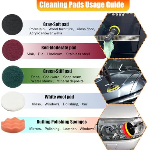 10Pcs Drill Brush Attachment Set, Drill Scrubber Brush Kit Include Scrub Pads - Image 3