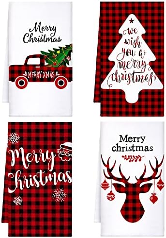 Honoson Christmas Kitchen Towels Ultra Absorbent Dish Quick to Drying Buffalo by Honoson