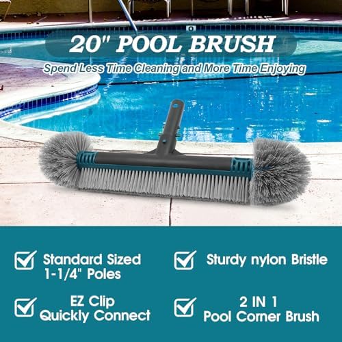 20'' Pool Brush Head, Detachable Pool Cleaning Brush - Image 3