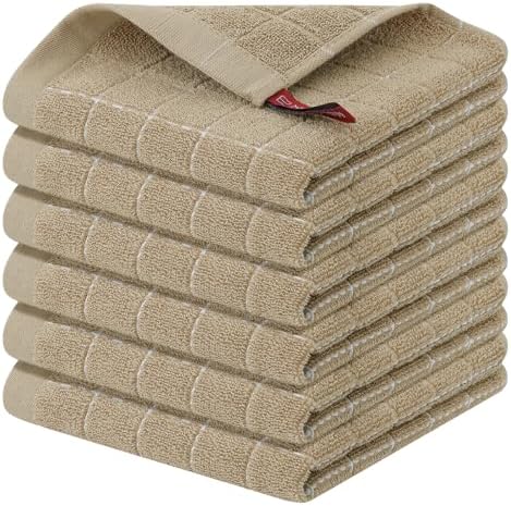 Homaxy 100% Cotton Terry Kitchen Dish Cloths, 6 Pack by Homaxy
