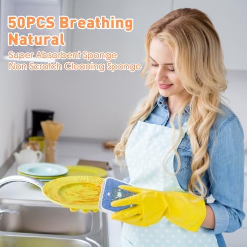 Maxdot 50 Counts Compressed Cellulose Sponges Bulk Cat Style Natural Kitchen - Image 6