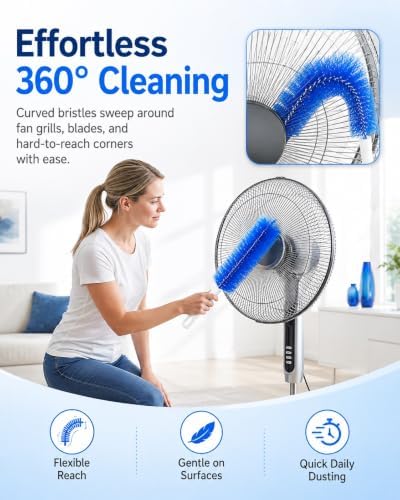 Bendable Microfiber Head Reusable Dust Remover Washable Fan Cleaner Brush Multi - Image 3