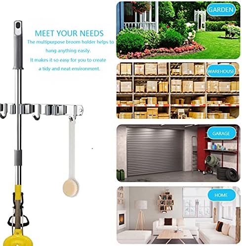 2 Pcs Mop Broom Holder Wall Mounted, Dustpan Holders, Stainless Steel Mop - Image 6