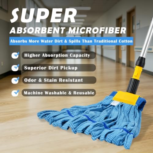3 Pack Commercial Microfiber Mop Heads, 18 oz Heavy Duty Tube Refill -Green - Image 2