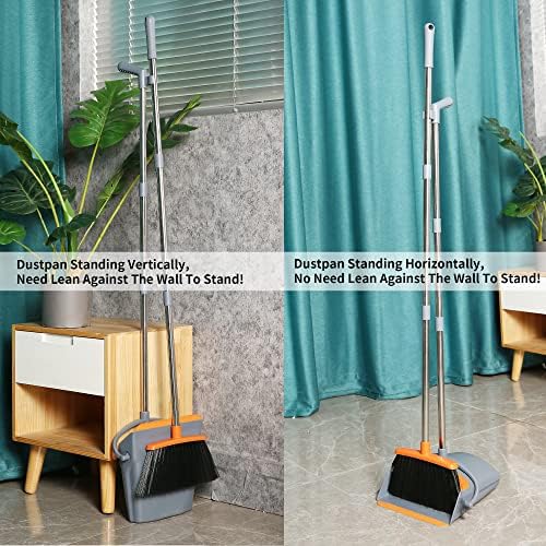 Broom and Dustpan Set for Home Upright Dustpan and Broom Combo Set - Image 4