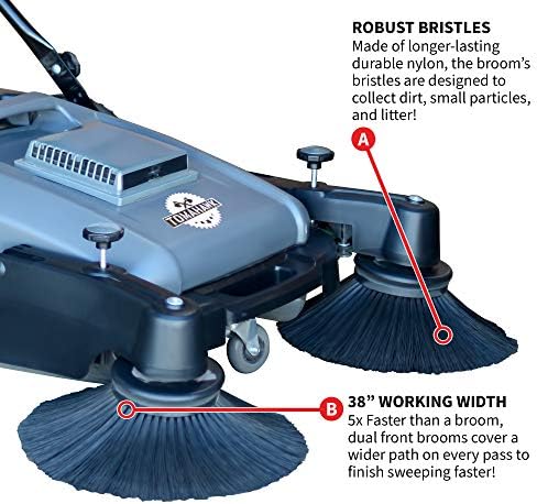 Tomahawk Industrial 38" Walk Behind Push Sweeper - Image 4