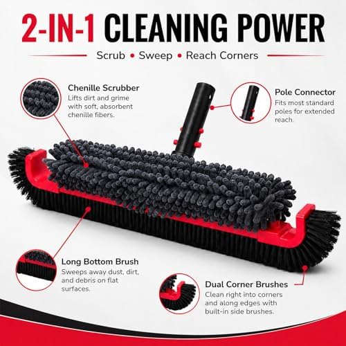Sepetrel 22-Inch Curved Pool Brush Head, Chenille Scrubber - Image 2