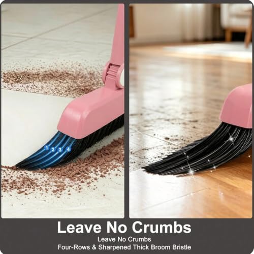 Pink 3-in-1 Broom and Foldable Dustpan Set - Image 4