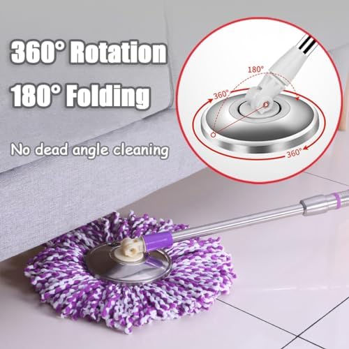 Extended Spin Mop Replacement Mop Handle, Upgraded 60-inch 360 Degrees Rotating - Image 5