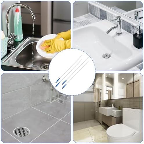 4 Packs Snake Drain Hair Removal Tools, 17.7" Long Flexible Drain Cleaning Brush - Image 5