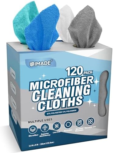 UNIMADE Microfiber Cleaning Cloth, 120 Pack Microfiber Towels by Unimade