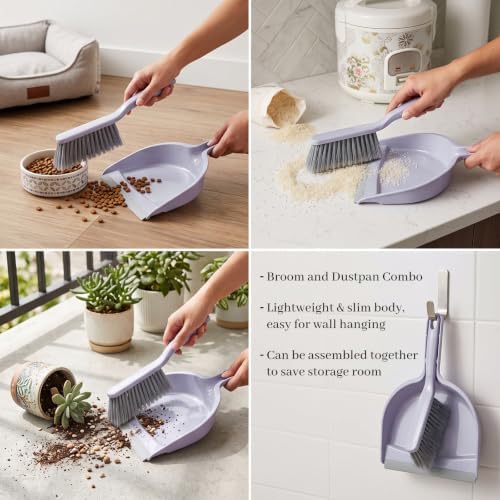 6 Pcs Small Broom and Dustpan Set, Portable Handheld Sweeping Brush Combo - Image 3