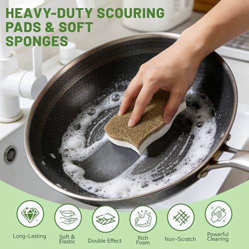 12 Pack Natural Cellulose Non-Scratch Kitchen Scrub Sponges - Image 4