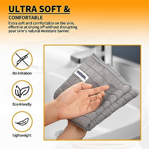 Microfiber Hand Bath Towels, 6 Pack 25''*15'' Grey Bathroom Hand Towels - Image 4