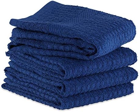 DII Basic Terry Collection Waffle Dishtowel Set, Solid Nautical Blue, 4 Piece - Image 3