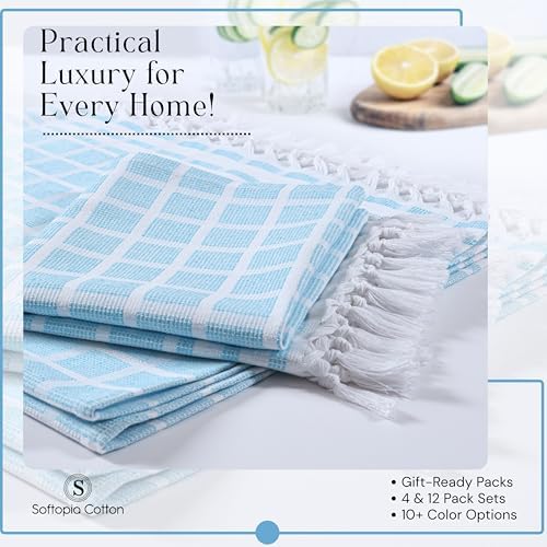 Matrix Dobby Kitchen Towels 12 Pack, 100% Cotton, 16x26 Inches, Handmade - Image 5