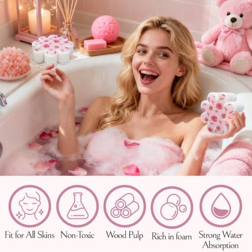 Bath Loofah Sponge, Skin Massage, Heart+Flower - Image 6