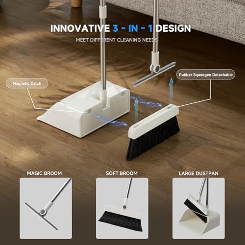 Magic Broom and Dustpan Set, Upright Standing Cleaning Set - Image 4