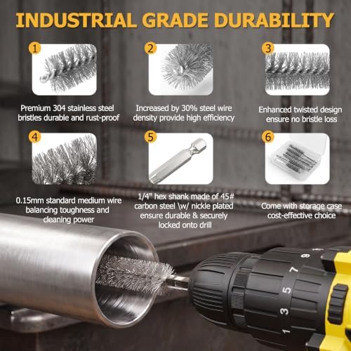 Drill Brush, Wire Bore Brush for Cleaning, Round Wire Brushes 4in-6pc - Image 3