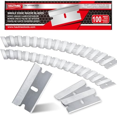 HAUTMEC 100 Pack Single Edge Razor Blades, Heavy Duty Edge Blades, Ultra Sharp by HAUTMEC
