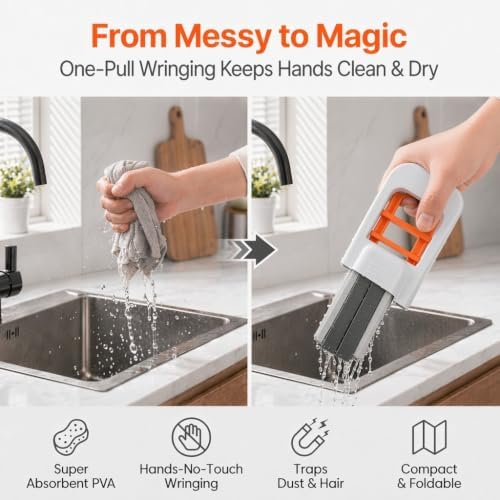 Self Squeeze Mini Sponge Mop, Foldable Small Mop - Image 5