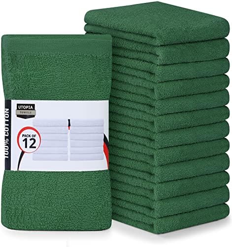 Utopia Towels Kitchen Bar Mops, 12 Pack, 16x19 in 100% Cotton, Hunter Green by UTOPIATOWELS