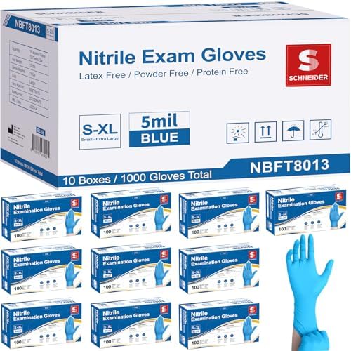 Schneider Black Nitrile Gloves, Gloves Disposable Latex Free, Powder Free by Schneider