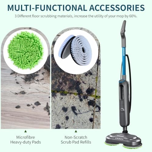 4Pack 20393 2307 for Bissell Spinwave Mop 2 Scrub Brushes 2 Chenille Pads - Image 2