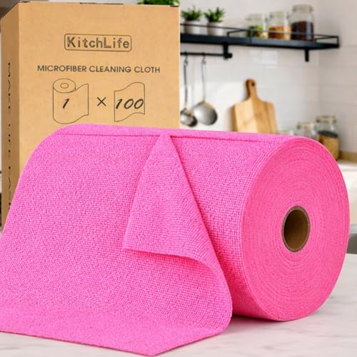 KitchLife Microfiber Cleaning Cloth Roll, 100 Pack by OverDoorHooksKitchenSupplies