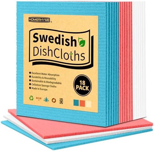 Swedish Dishcloths, 18 Pack Kitchen Towels Dish Rags, Absorbent Swedish Dish by HOMERHYME