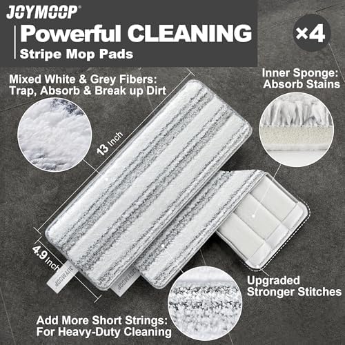 JOYMOOP Flat Mop Replacement Pads, Microfiber Cleaning Refills, Washable Stripe - Image 2