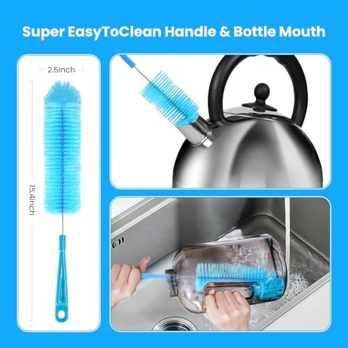 Bottle Brush, Straw Cleaner Brush & Water Bottle Brush, 5 Pack Blue - Image 3