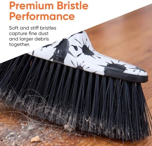 Superio Design Broom, Fancy Black and White Angle Broom, Cute Splash Design - Image 5