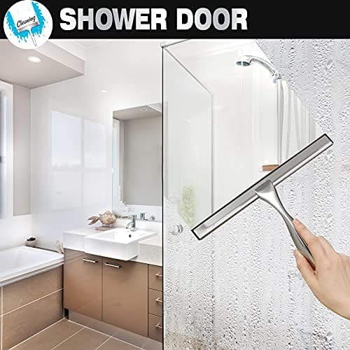 NETANY Shower Squeegee, 12-Inch Silver Squeegee, All-Purpose Stainless Steel - Image 4