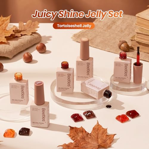 Beetles Jelly Tortoise Fall Gel Nail Polish Set 6 Transparent Fall Colors - Image 7