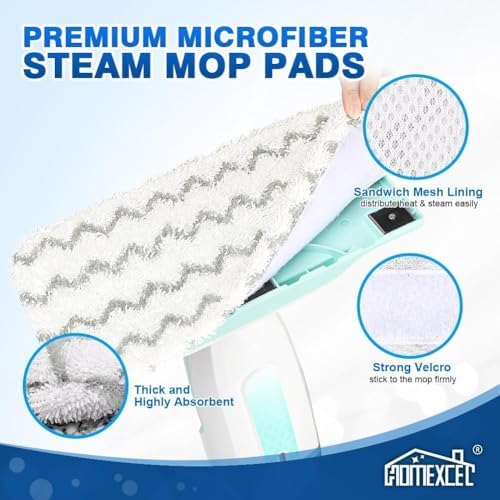 HOMEXCEL Steam Mop Replacement Pads 4 Pack, Reusable Microfiber Pads - Image 2