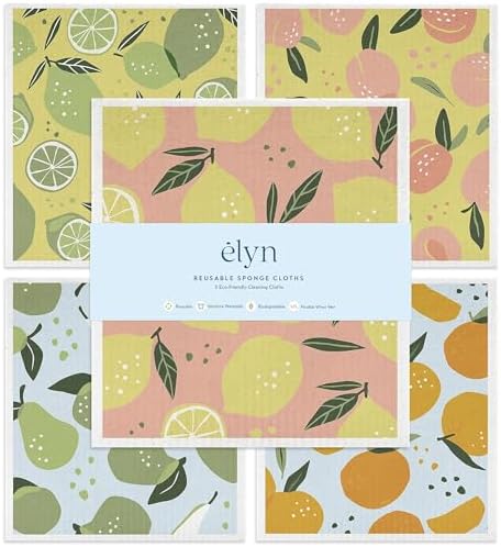 ELYN Swedish Dishcloths, Reusable & Washable Sponge Cloths, Absorbent Cleaning by ELYN