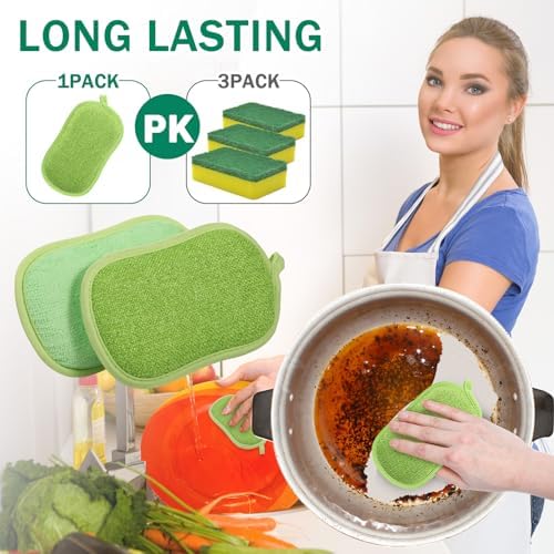 24 Pcs Reusable Scrub Sponges, Microfiber Washing Dish Scrubber - Image 4