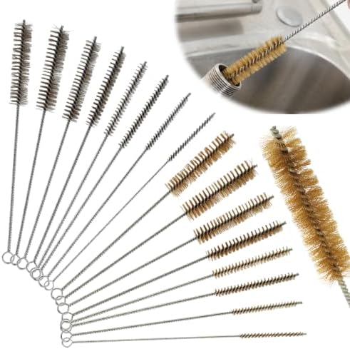 16 Pcs Tube Cleaning Brush Set, Stainless Steel & Brass Wire Brushes by Unknown